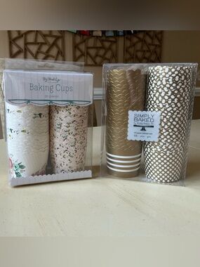 2 New Packages of  Baking Cups - Flowers & Gold